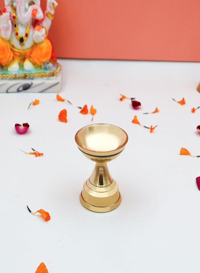 DOKCHAN Pure Brass Havy Pyali Diya with Stand/ Oil Lamp use for Pooja and Temple decore/ Home use Pyali Stand Pack of 1 - Image 5